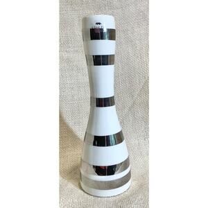 KAHLER Omaggio silver stripe 8 in. minimalist Scandinavian candlestick holder
